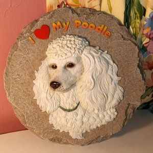 BEAUTIFUL COLORFUL, "I LOVE MY POODLE" STONE GRAVE MARKER FOR YOUR BEST FRIEND!